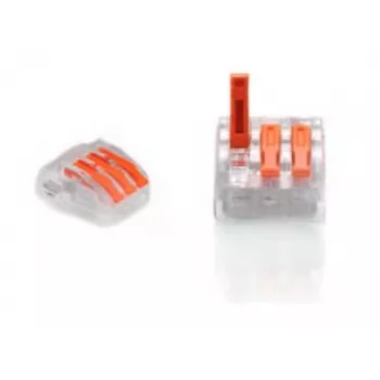 TRYTYT PC-233 Conector de empalme rápido con palanca de 3 vías 0,2-4,0 mm² 50 uds. transparente naranja