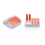 TRYTYT PC-235 Conector de cable push-in de 5 vías 0.2-4.0mm² pack de 30 transparente naranja