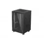 Lanberg Rack armario de pie 19 pulgadas 18U 600x600 Negro con puerta de cristal (Flat Pack)