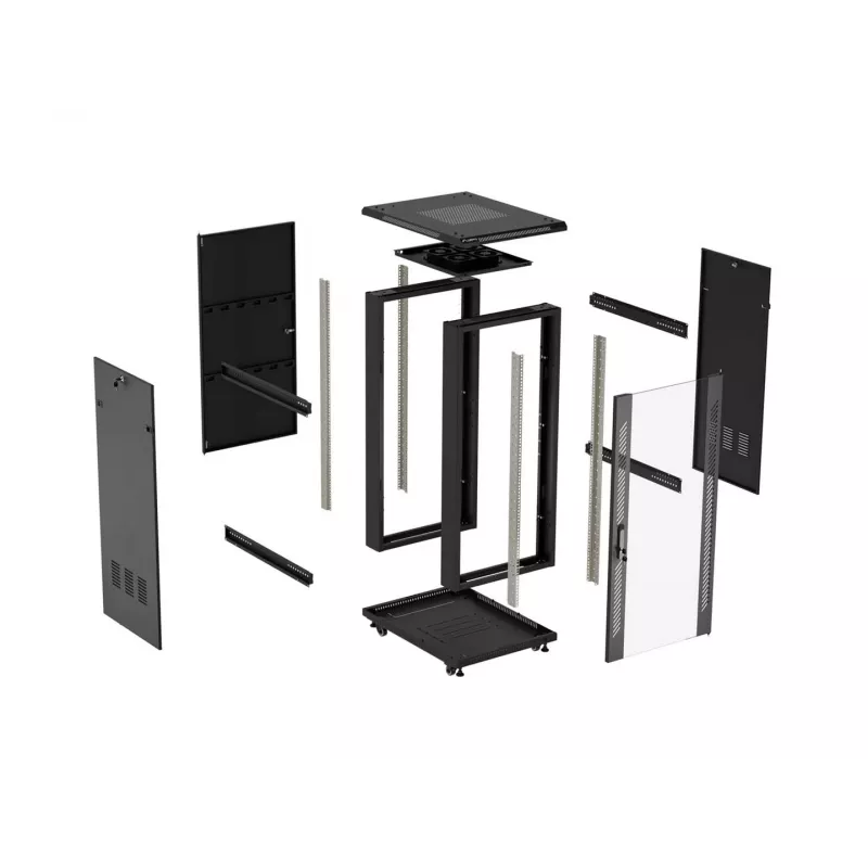 LANBERG Rack armario servidor de pie 18U 19 pulgadas 600x800mm Negro con puerta de cristal templado (Flat Pack)