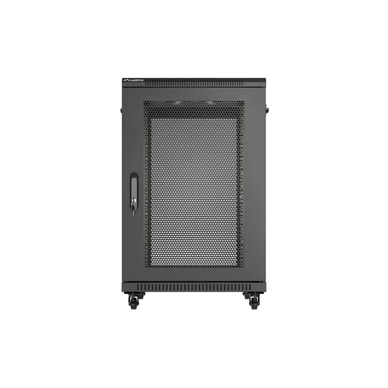 Lanberg Rack armario de pie 19 pulgadas 18U 600x800 mm negro con puertas perforadas (Flat Pack)