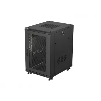 Lanberg Rack armario de pie 19 pulgadas 18U 600x800 mm negro con puertas perforadas (Flat Pack)
