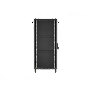LANBERG Rack armario servidor de pie 19 pulgadas 27U 600x1000 mm Negro puerta de cristal templado (Flat Pack)