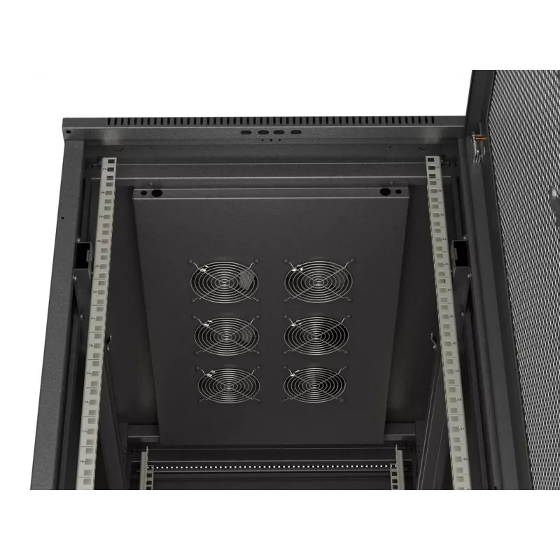 LANBERG Rack armario de pie 19 pulgadas 27U 600x1000mm Negro con puerta perforada (Flat Pack)