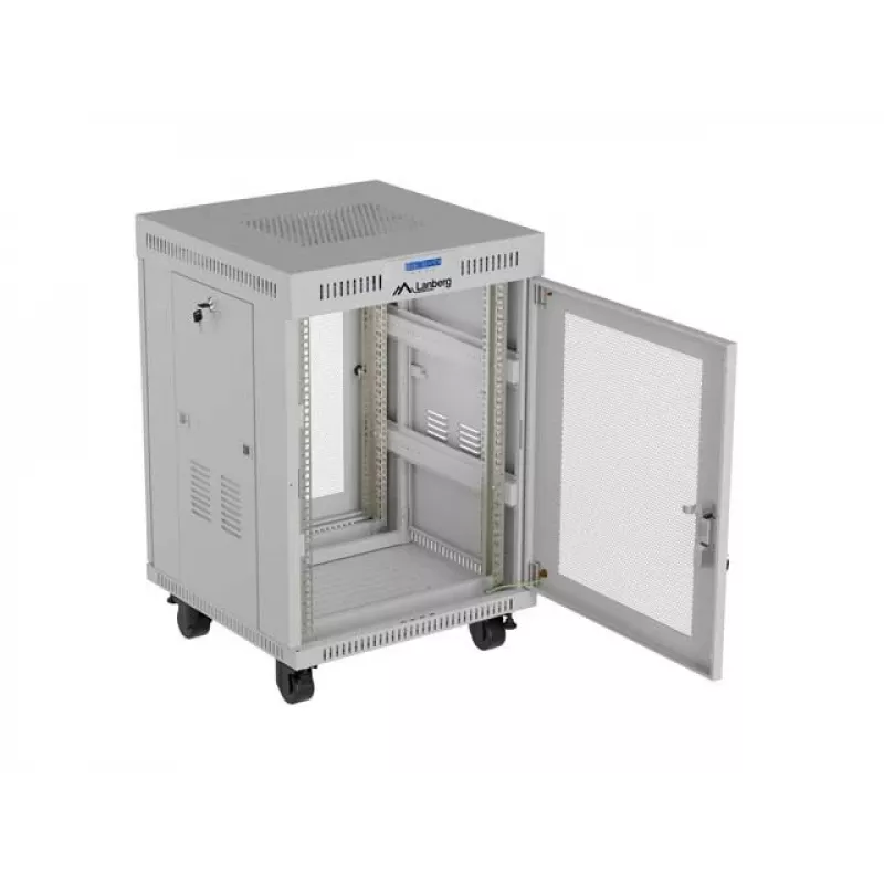 Lanberg FF01-6615-23SL Rack armario de pie 19 pulgadas 15U 600x600 Gris puerta perforada LCD Flat Pack