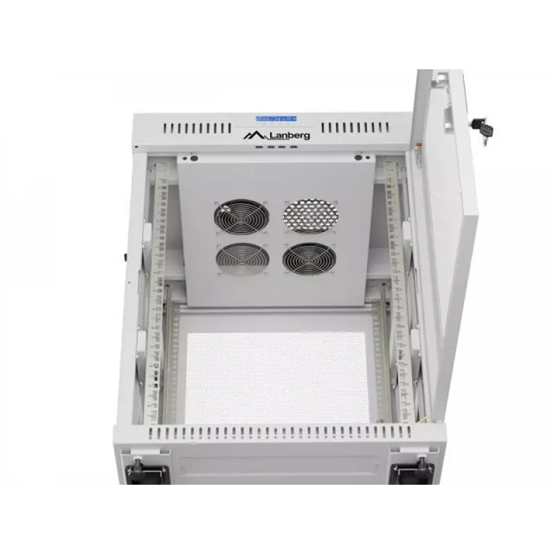 Lanberg FF01-6615-23SL Rack armario de pie 19 pulgadas 15U 600x600 Gris puerta perforada LCD Flat Pack