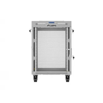 Lanberg FF01-6615-23SL Rack armario de pie 19 pulgadas 15U 600x600 Gris puerta perforada LCD Flat Pack