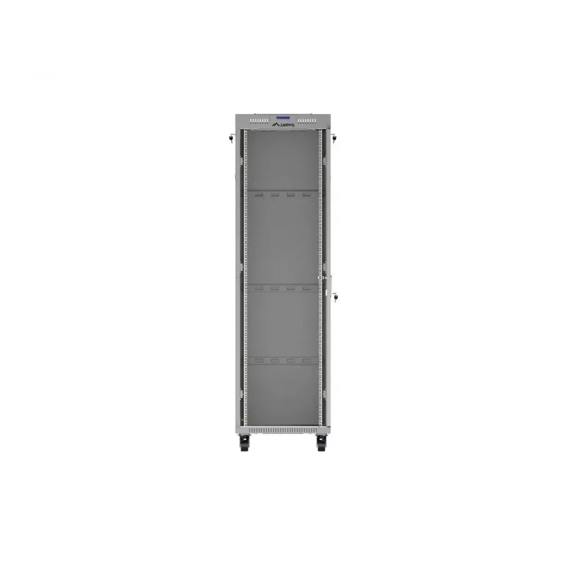 LANBERG Armario de pie 19 pulgadas 42U 600x1000 mm Gris, puerta de cristal templado, pantalla LCD, Flat Pack