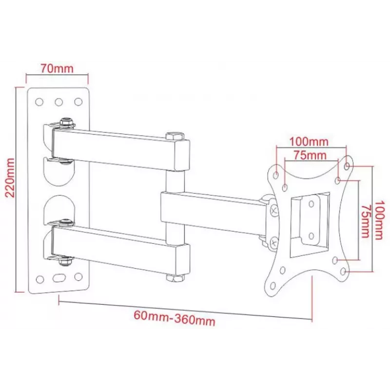 ART AR-57A Soporte de pared fijo para TV LED/LCD 17-42 pulgadas Negro