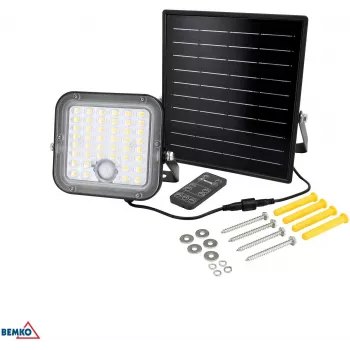 BEMKO SOLPAR proyector LED solar 10W 1500lm 3000/4000K IP65 negro con sensor PIR