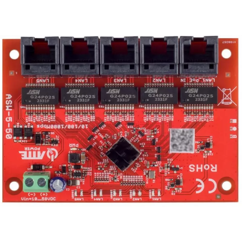 ATTE ASW-5-50-OF Switch PoE no gestionado de 5 puertos, 4 puertos PoE, presupuesto 50W, 10/100 Mbps, carcasa metálica