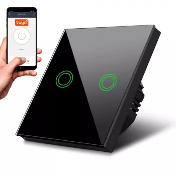 MACLEAN MCE714B interruptor de luz táctil WiFi de 2 módulos, negro