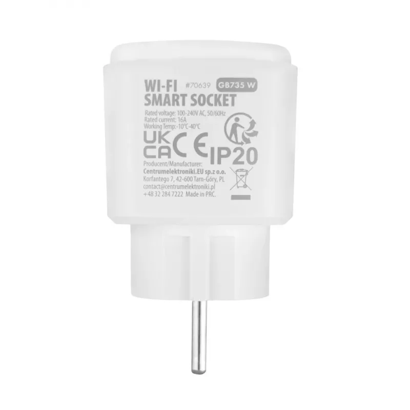 GreenBlue Enchufe WiFi controlado por mando, Android/iOS/Alexa/Google Home, temporizador, vatímetro, Máx 16A/3840W, GB735 W
