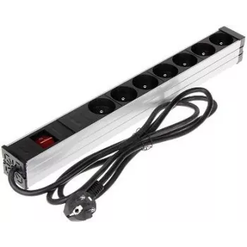 DELTA PD-7K/RACK Regleta de enchufes 7 tomas Schuko 1U montaje en rack 230V 10A 2300W cable 3m Negro