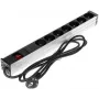 DELTA PD-7K/RACK Regleta de enchufes 7 tomas Schuko 1U montaje en rack 230V 10A 2300W cable 3m Negro