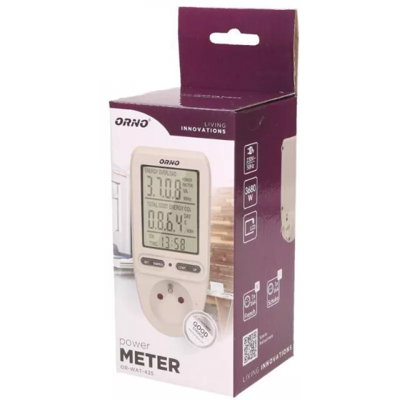 ORNO OR-WAT-435 vatímetro medidor de energía con pantalla