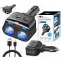 MBG Line HC69PD divisor de mechero de 3 vías con 2x USB-C PD 30W y 2x USB-A QC 3.0, indicador LED de voltaje, 180W