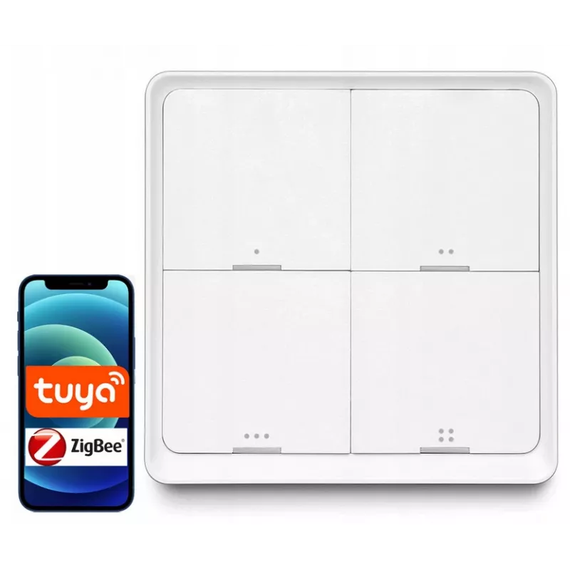 LUXURY-GOODS SC04 ZigBee TUYA interruptor de escenas inteligente – 4 botones, 12 escenas, blanco