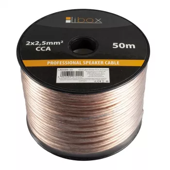 Cable de altavoz Libox 2x2,50 mm² LB0009-50 cable de audio 50 m transparente