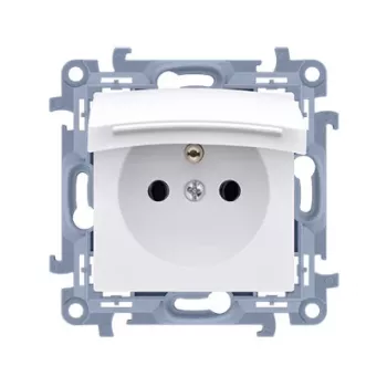 KONTAKT SIMON 10 módulo toma de corriente blanca 1x Z/U con tapa IP44 bornes de tornillo 16A 250V