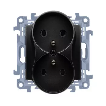 KONTAKT SIMON 10 Módulo toma doble 2x Z/U bornes de tornillo 16A 250V negro mate
