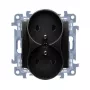 KONTAKT SIMON 10 Módulo toma doble 2x Z/U bornes de tornillo 16A 250V negro mate