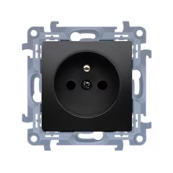 KONTAKT SIMON 10 Módulo negro mate Toma 1x Z/U con obturadores y conexiones rápidas 16A 250V