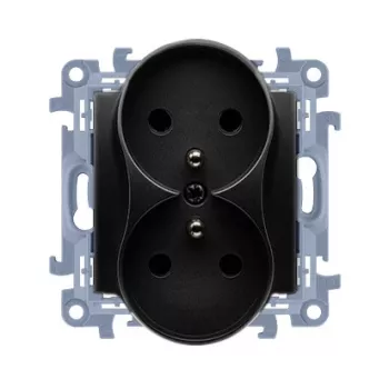 KONTAKT SIMON 10 Módulo 2x toma Type F negro mate bornes de tornillo 16A 250V
