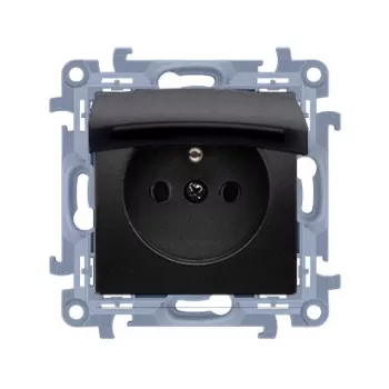 KONTAKT SIMON 10 Toma de 1 módulo negra mate con tapa IP44 bornes de resorte 16A 250V