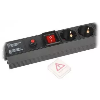 DELTA L19/7F Regleta con protección contra sobretensiones con 7 tomas Schuko, cable de 1,5 m, negra