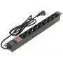 DELTA Regleta de 8 tomas Schuko L19/8, cable de 1,5m, negra
