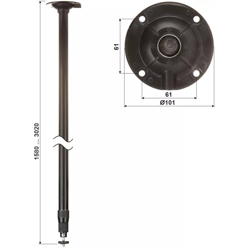 DELTA soporte de techo telescópico para cámaras y proyectores BR-150X300-B
