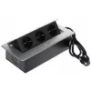 DELTA FPS-3S/CABLE regleta de mueble con 3 tomas, cable de 1,5 m, negro