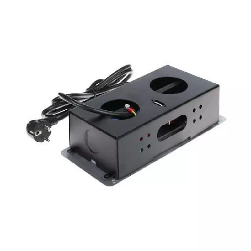 DELTA FPS-3S/CABLE regleta de mueble con 3 tomas, cable de 1,5 m, negro