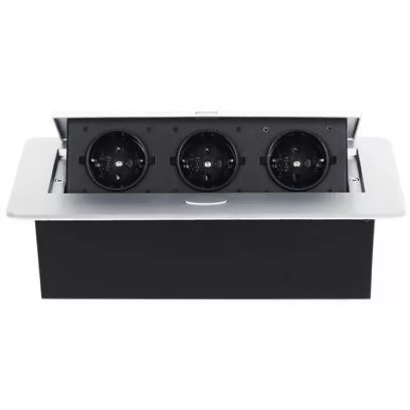 DELTA FPS-3S/CABLE regleta de mueble con 3 tomas, cable de 1,5 m, negro
