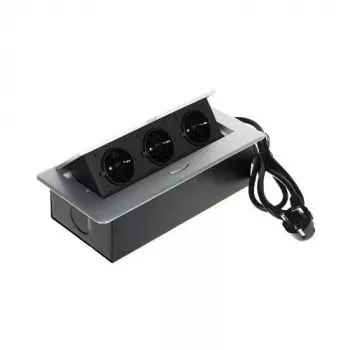 DELTA FPS-3S/CABLE regleta de mueble con 3 tomas, cable de 1,5 m, negro