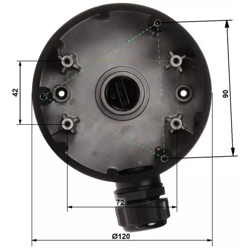 DELTA STG-1280ZJ-DM46(BLACK) caja de conexiones / soporte para cámara, negro, aleación de aluminio