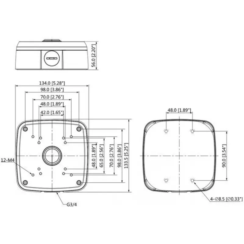 DELTA STG-PFA121(BLACK) soporte de aluminio para cámara para caja de conexiones, negro, IP66