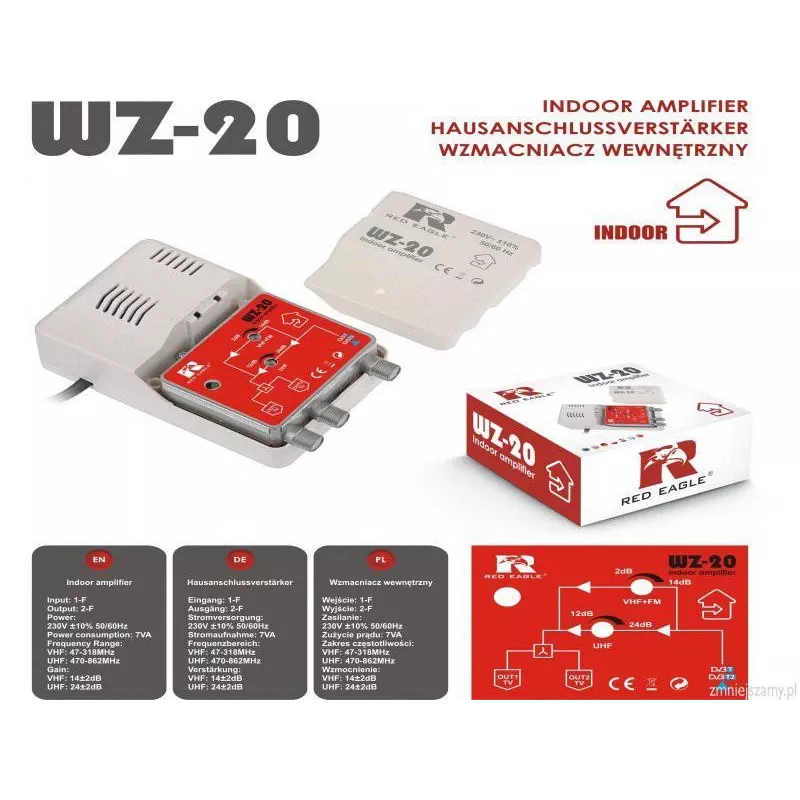RED EAGLE Amplificador de antena DVB-T/T2 WZ-20