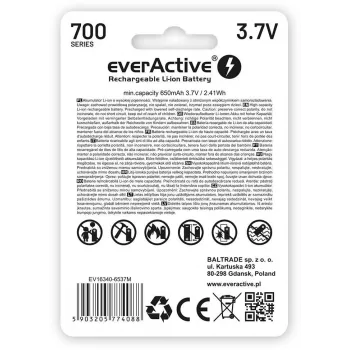 EVERACTIVE 16340 3.7V 700mAh Batería de Li-Ion recargable con circuito de protección (1 ud.)