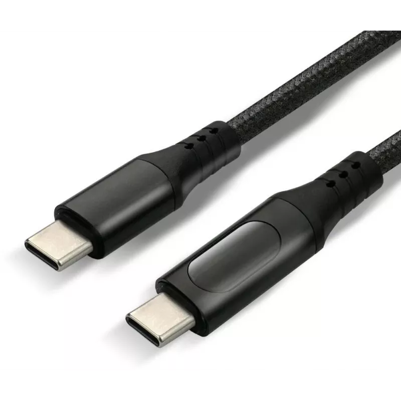 Cable USB-C a USB-C con pantalla LCD de potencia, 3m, 45W PD, negro