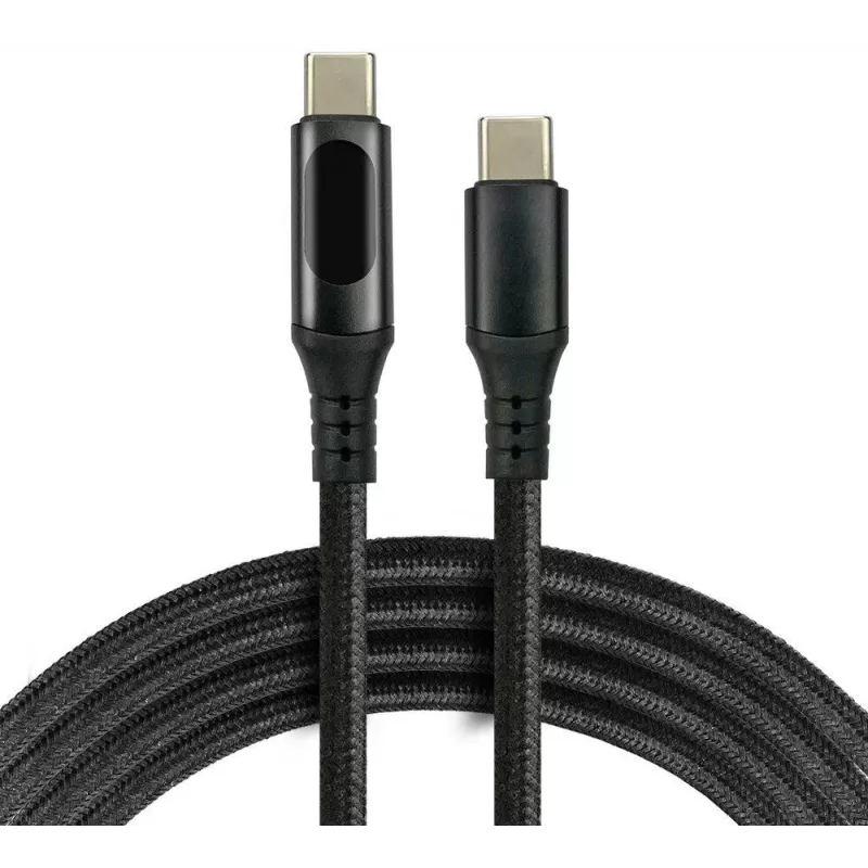 Cable USB-C a USB-C con pantalla LCD de potencia, 3m, 45W PD, negro