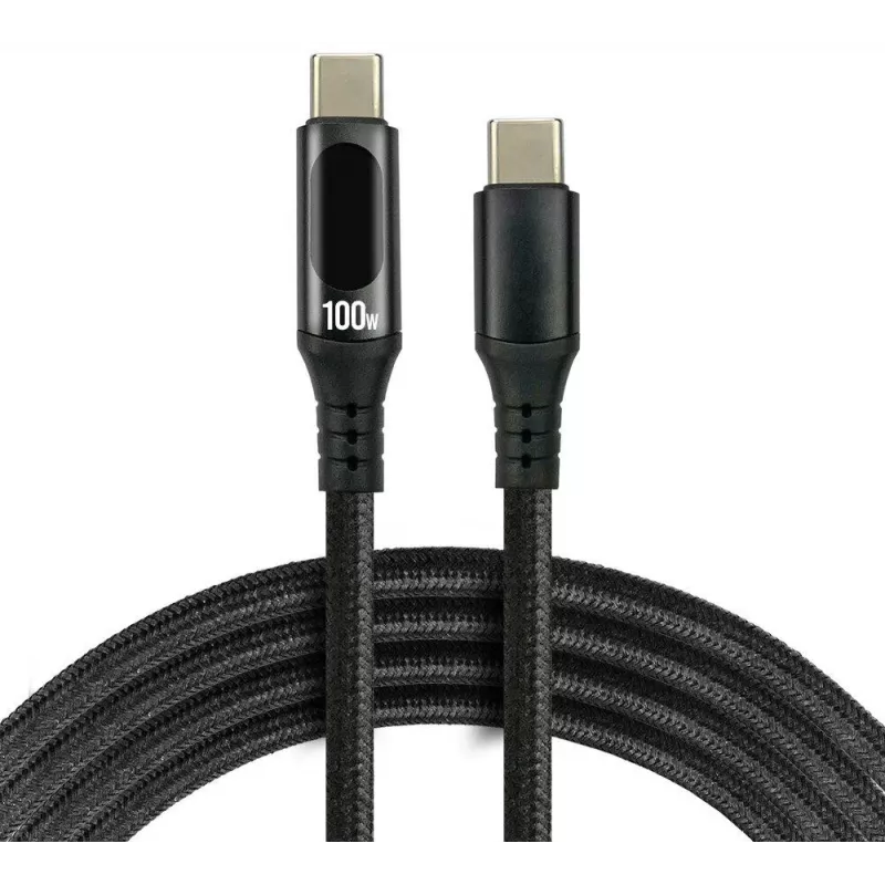 Cable USB-C a USB-C 100cm 100W PD pantalla LCD everActive CBB-1PD5L