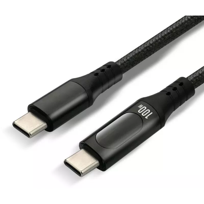 Cable USB-C a USB-C 100cm 100W PD pantalla LCD everActive CBB-1PD5L