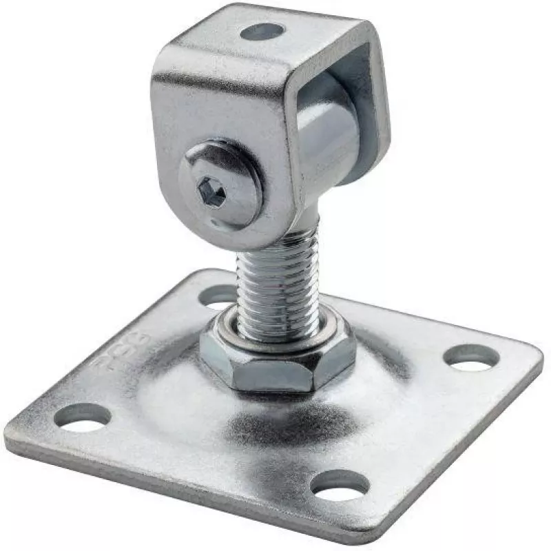 PSG Bisagra ajustable para puerta 61.018.01 con placa 80x80x3mm - rosca M16 (ojo galvanizado)