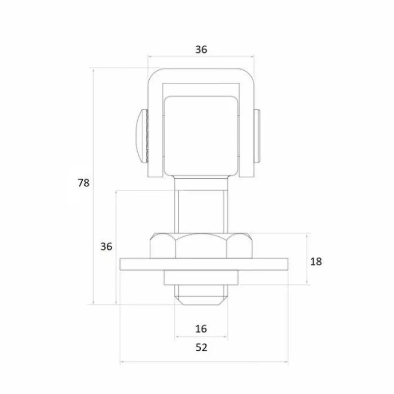 PSG 61.012.01 Bisagra para soldar - rosca M16 (ajustable, ojo galvanizado)