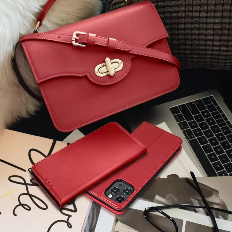 OEM funda tipo flip para iPhone 17 Pro / 18 Pro Smart Pro Book piel burdeos