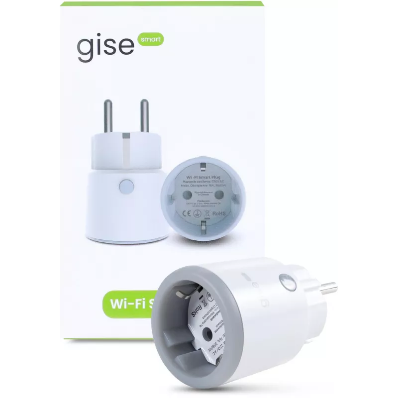GISE SP-02 enchufe inteligente Wi-Fi con monitorización de energía, 16A, 3680W, compatible con Tuya