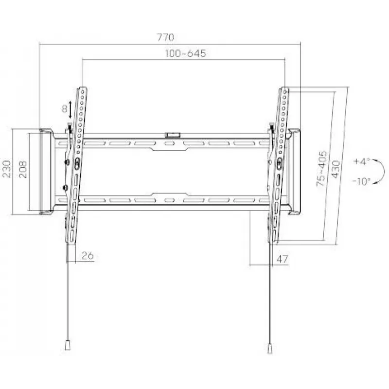 GETFORT GF-T3780-75 soporte de pared para TV inclinable para LED/LCD 37-80 pulgadas, 75 kg, VESA 650x405 mm, negro