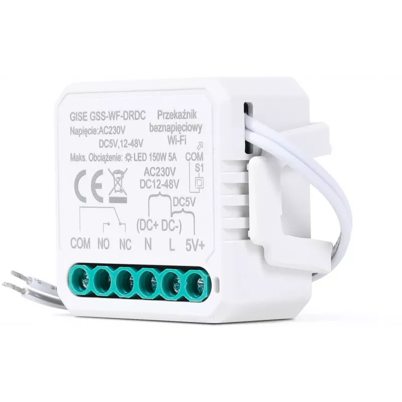 GISE módulo de relé Wi-Fi inteligente individual de baja tensión libre de potencial | Tuya | GSS-WF-DRDC